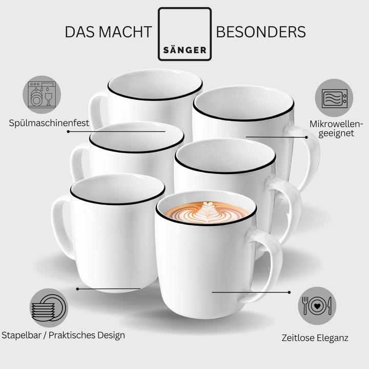 Immagine prodotto Sänger Geschirr Set di tazze da caffè Marlo Black Rim (350 ml, 6 x)
