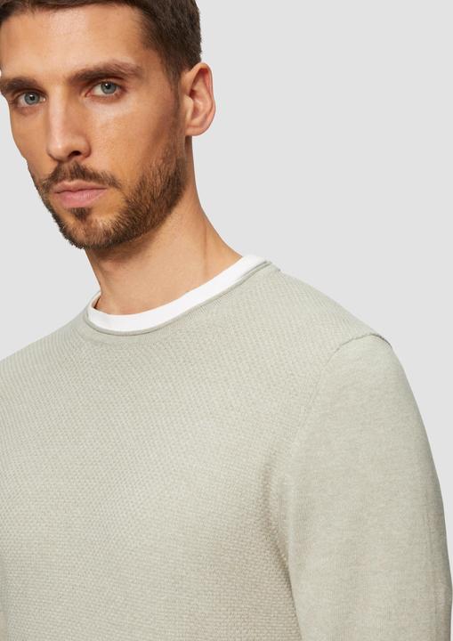 Actual product image s.Oliver Strickpullover Strickpullover mit Strukturmix und Logo-Patch (L, XL)