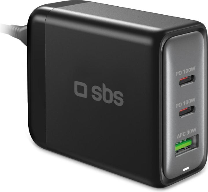 SBS Charging station 100W 2x USB-C/1x USB GaN black (100 W, 3 ports)