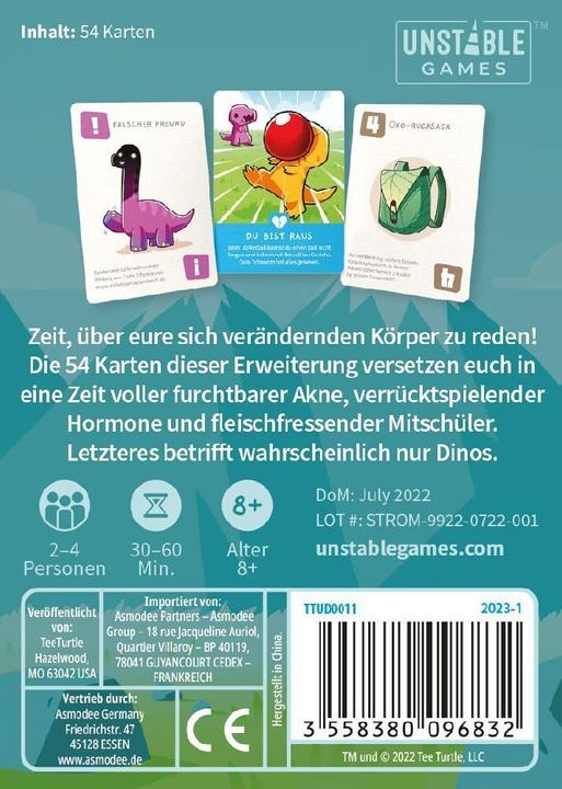 Actual product image Unstable Games Happy Little Dinosaurs - Pubertal Problems, card game, for 2-4 players (German)