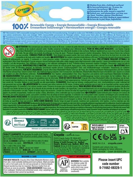 Image du produit Crayola Crayons-feutres Ultra Clean à pointe conique (8 x)