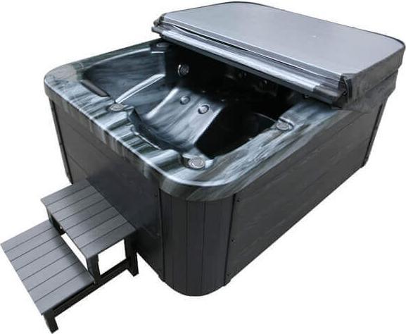 Image du produit Home Deluxe Jacuzzi d'extérieur BLACK PEARL, 27 jets de massage, éclairage, escalier et couverture thermique, 3 (3 Personnes)