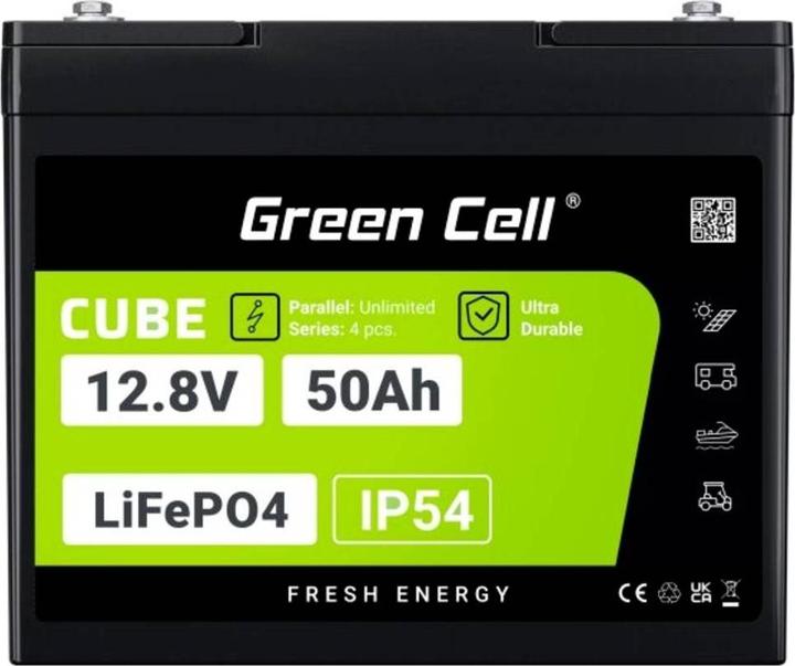 Immagine prodotto GreenCell Green Cell CUBE LiFePO4 battery 50Ah 12.8V 640Wh lithium iron phosphate battery for motorhomes, golf (12.80 V, 50 Ah)