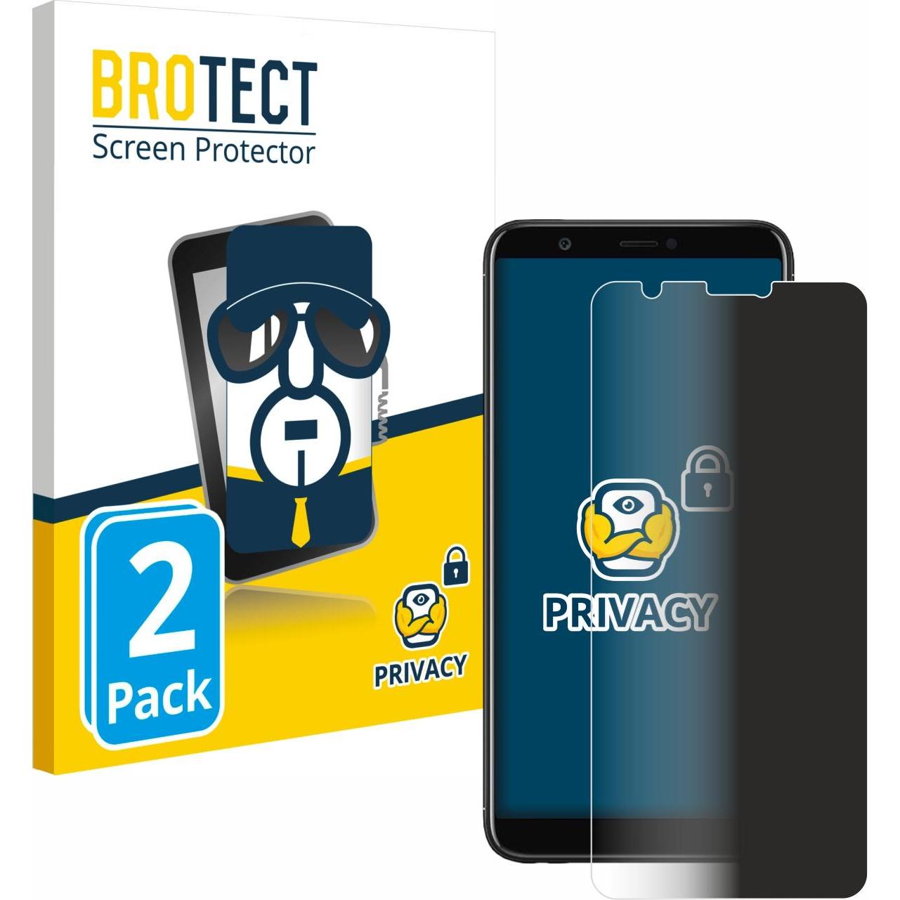 BROTECT Sichtschutzfolie Anti-Spy Privacy Folie Blaulicht-Schutz (2 Stück, Huawei P Smart (2018)), Smartphone Schutzfoli...
