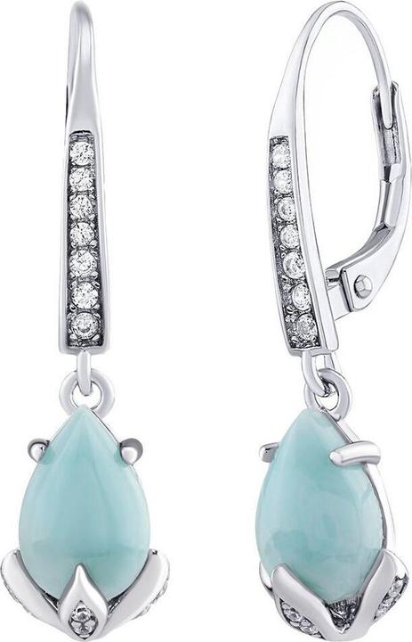 Actual product image Silvego Clarissa Sterling Silver Earrings with Genuine Larimar and Brilliance Zirconia JJJ1267ELR
