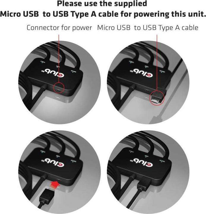 Actual product image Club 3D Active Adapter Multiport to HDMI 4K60Hz (HDMI, Mini DP, USB-C, 8 cm)