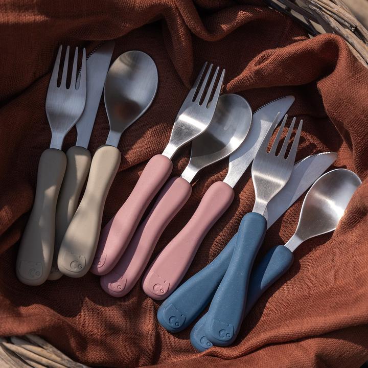 Actual product image Sebra Cutlery set, silicone, Fanto, jetty beige