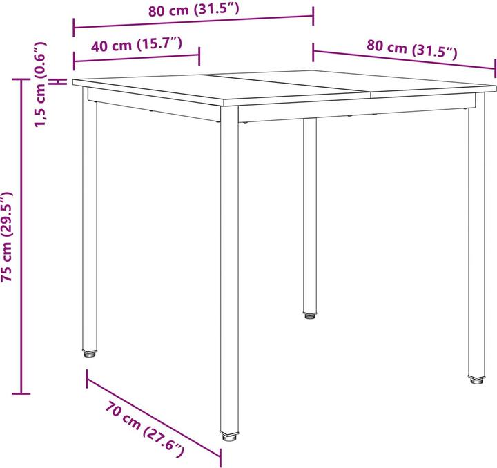 Immagine prodotto vidaXL Esstisch (80 x 80 x 75 cm)