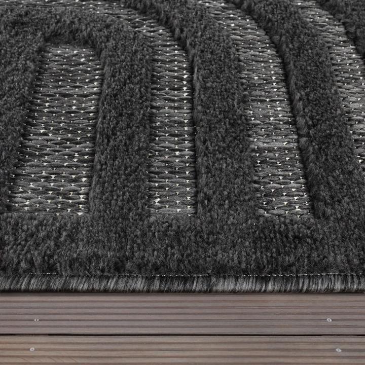 Produktbild TT Home In-& Outdoor Teppich Wetterfest Balkon Küche Wohnzimmerteppich Geometrisch 3D (100 x 60 cm)