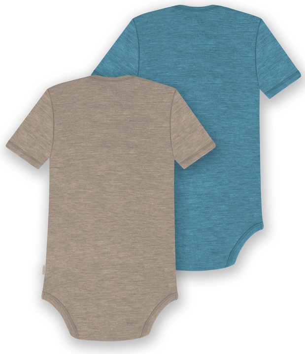 Actual product image Normani Set of 2 baby merino bodysuit short sleeves "Tauranga" - 9297 (86)