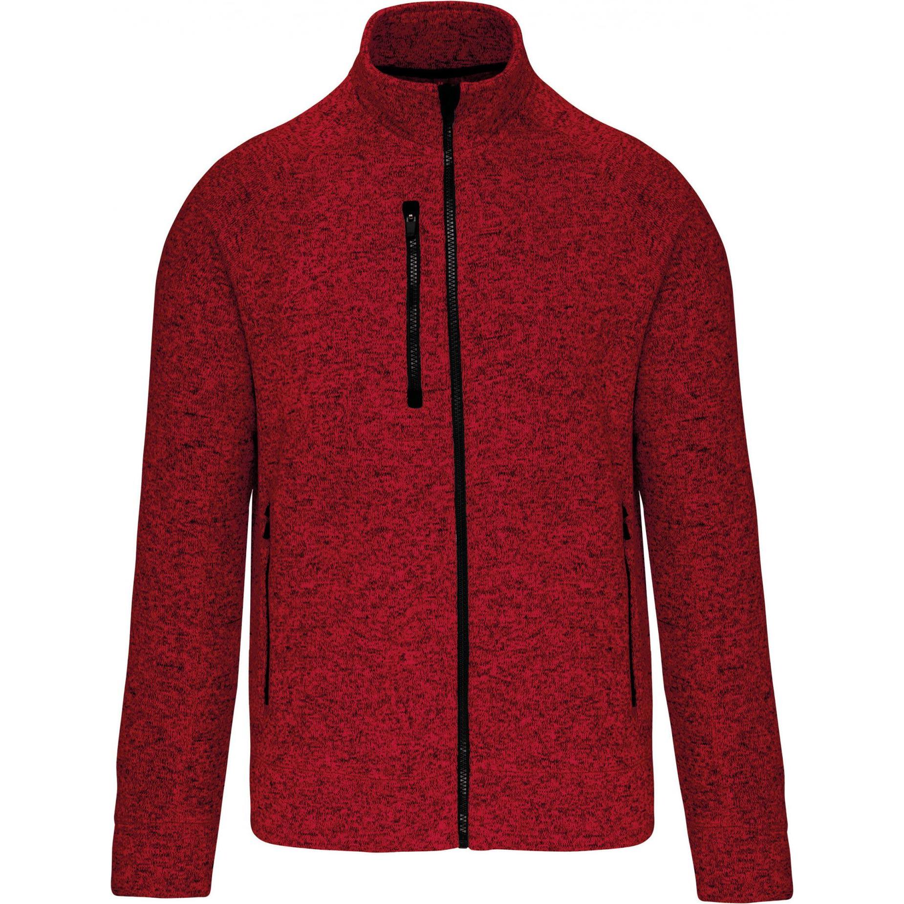 Kariban, Herren, Jacke, Melierte Jacke mit Reissverschluss (S), Rot, S