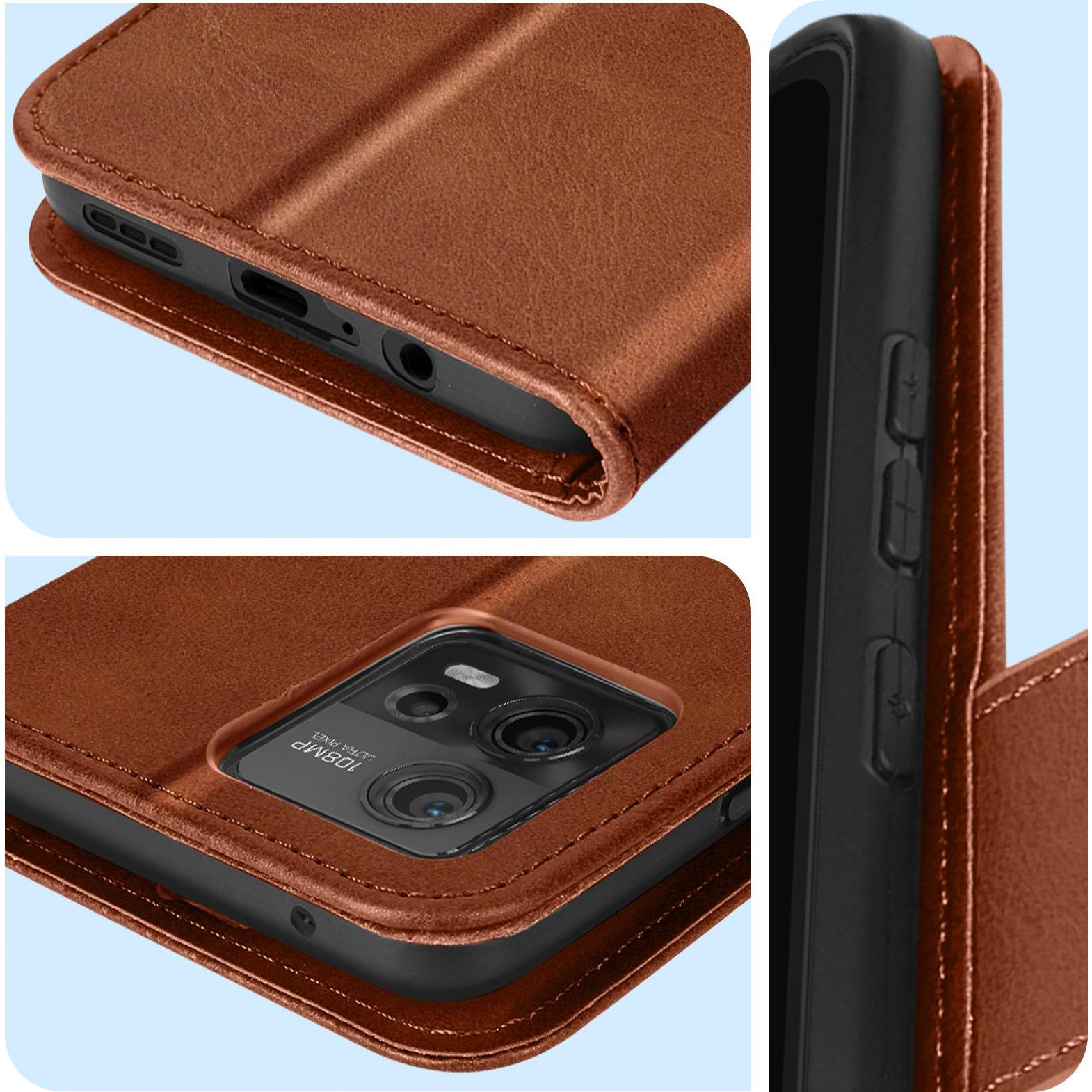 Avizar Luxus Series (Motorola Moto G72), Smartphone Hülle, Braun