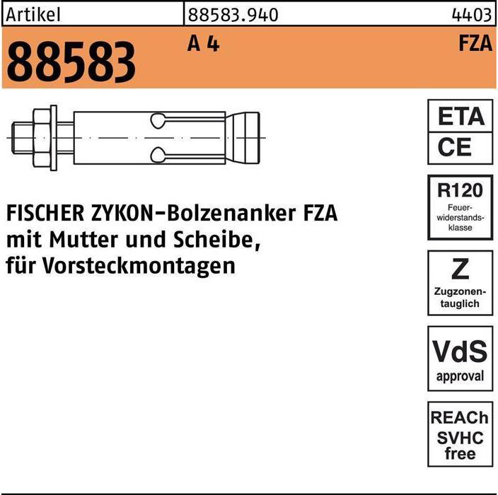 Produktbild Fischer Zykon-Bolzenanker FZA 14x60 M10/25 A4 (10 Stk.)