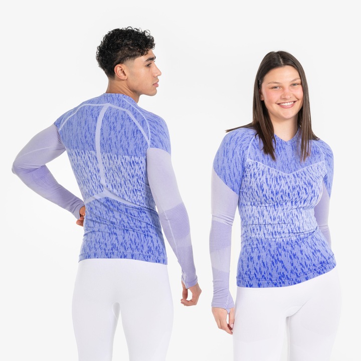 Immagine prodotto Kipsta Maglia funzionale da calcio da donna/uomo a maniche lunghe - Keepdry grigio/viola (XL)