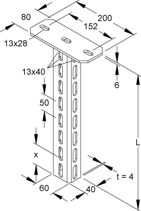 Productafbeelding Niedax NIE HU6040/300 Hangstaaf U-profiel 60x40x300mm thermisch verzinkt DIN EN ISO 1461