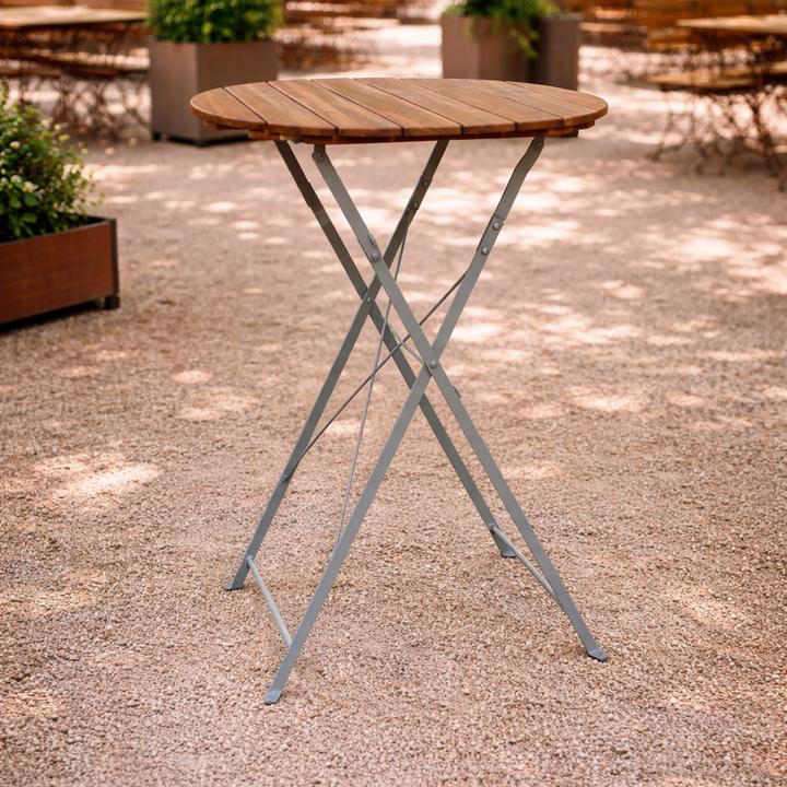 Produktbild Mojawo Biergarten Tisch Klapptisch Stehtisch klappbar Akazie Stahl Ø80 cm (80 x 110 cm)