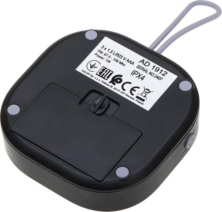 Actual product image Adler Interactive solution | Waterproof universal radio | AD 1912 | Alarm function | Black (FM)