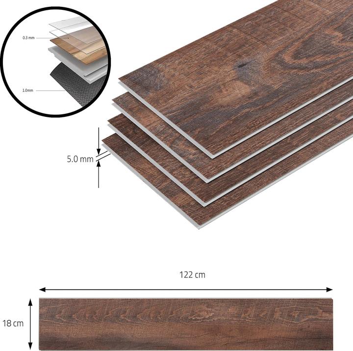 Actual product image neu.holz SPC Klickboden Okapirg 10 Dekordielen 2,196 m² Rustical Oak () (Vinyl floor, 2.20 m²)