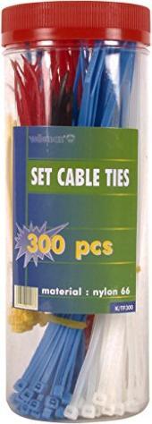 Produktbild Velleman NYLON-KABELBINDER-SET - VERSCHIEDENE FARBEN (300-tlg.) (Kunststoffkabelbinder, 200 mm, 300 Stk.)