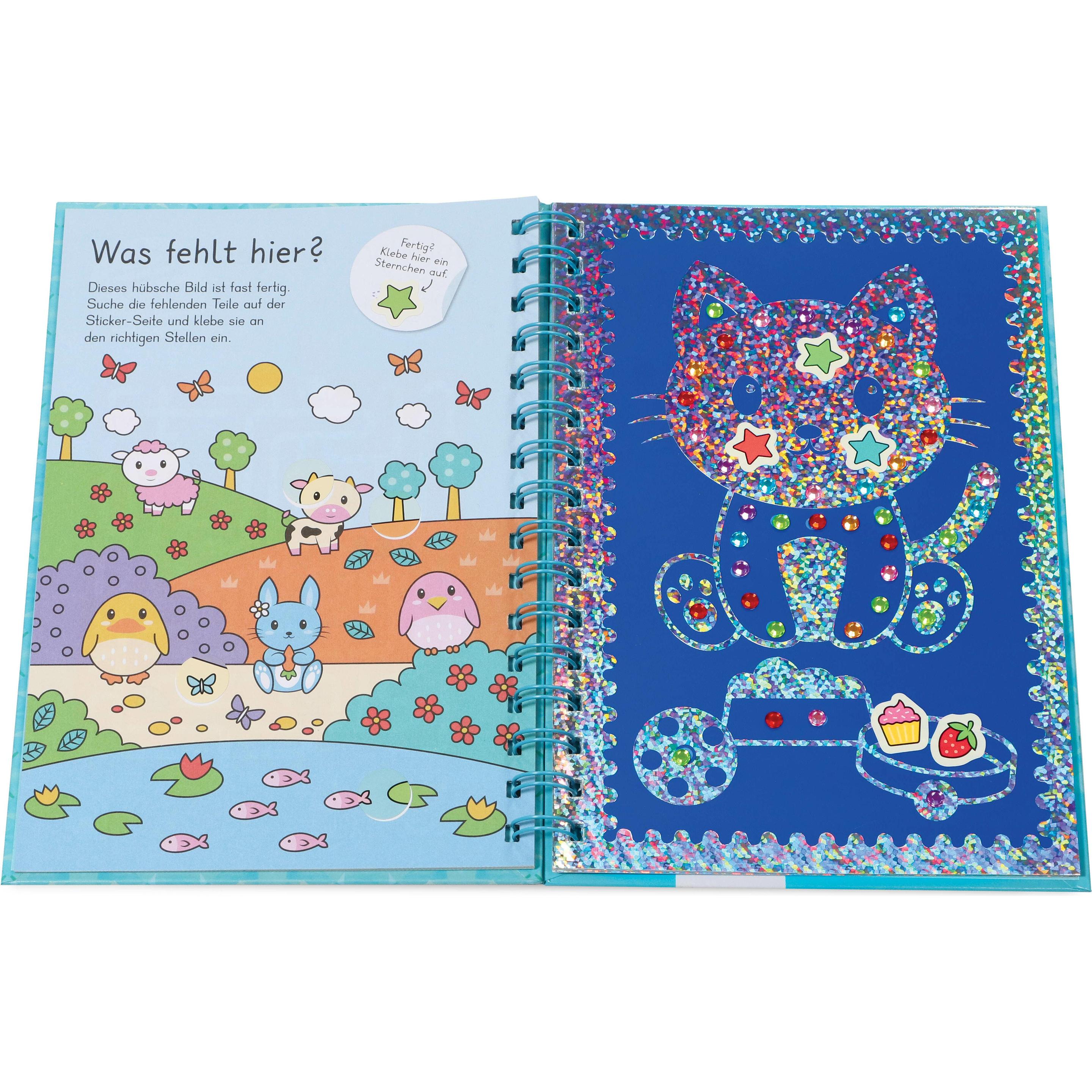 Thumbnail - Arena Mein Rätselbuch mit bunten Glitzersteinen. Tiere