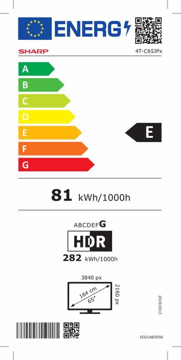 Energy Label Sharp 65JP7265E (65", LCD, 4K)