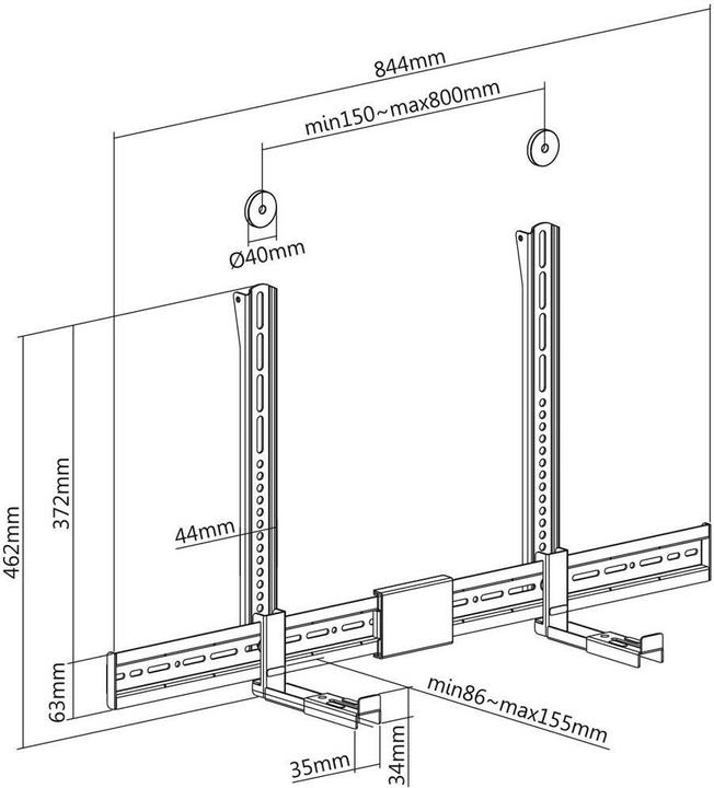 Immagine prodotto myWall Staffa universale per soundbar (1 pz., Installazione a parete)