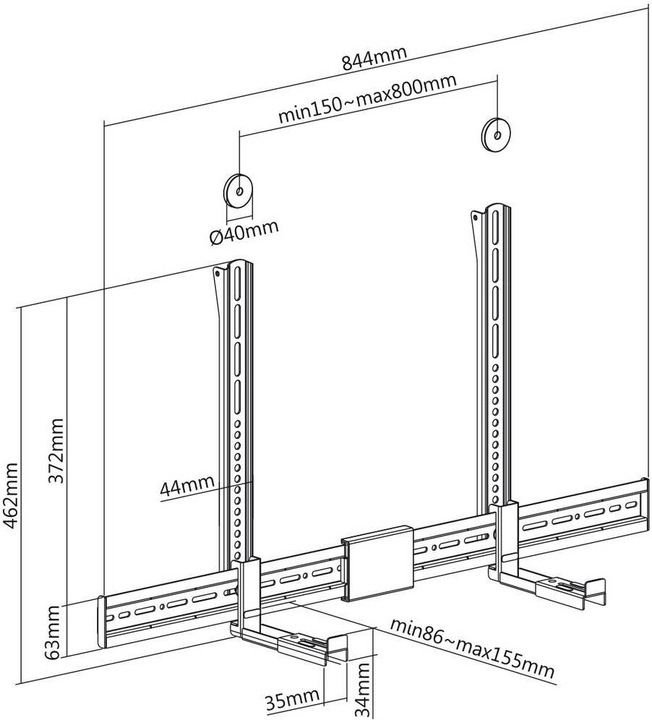 Actual product image myWall Universal bracket for soundbars (1 pcs., Wall installation)