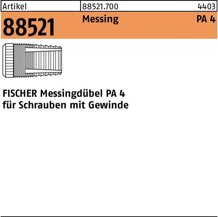 Produktbild Fischer Messingdübel PA 4 M6/10,5 (100 Stk.)