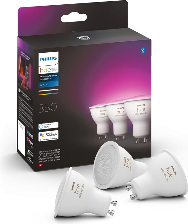 Actual product image Philips Hue White & Color Ambiance BT (GU10, 5.70 W, 230 lm, 3 x, G)