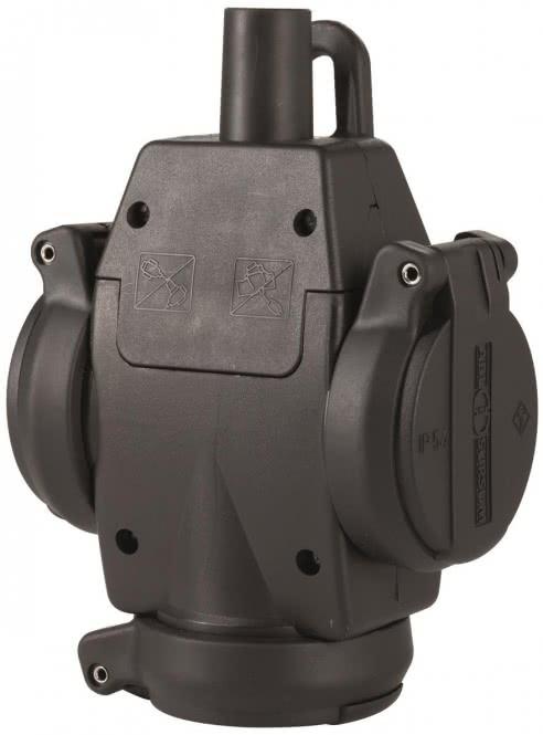 Produktbild ABL SCHUKOultra 3way rubber socket IP54 neon (CEE 7/4)