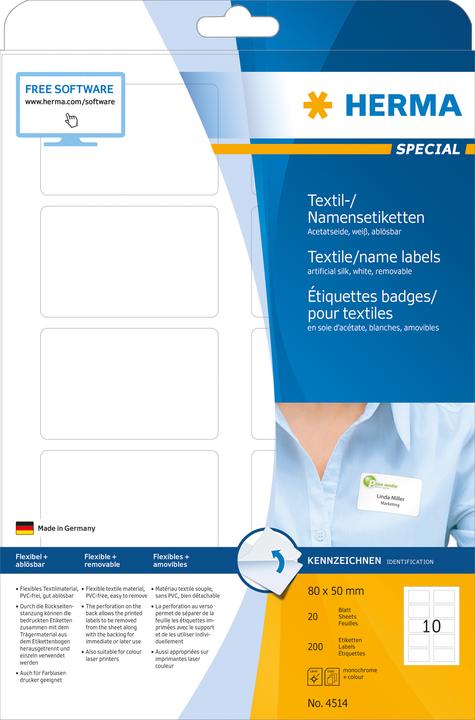 Productafbeelding HERMA A4 verwijderbare naamlabels