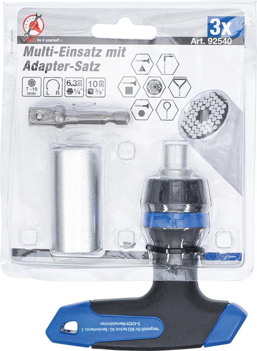 Produktbild BGS Multi-Einsatz mit Adapter-Satz mit Ratschen-T-Griff, umschaltbar 3-tlg.