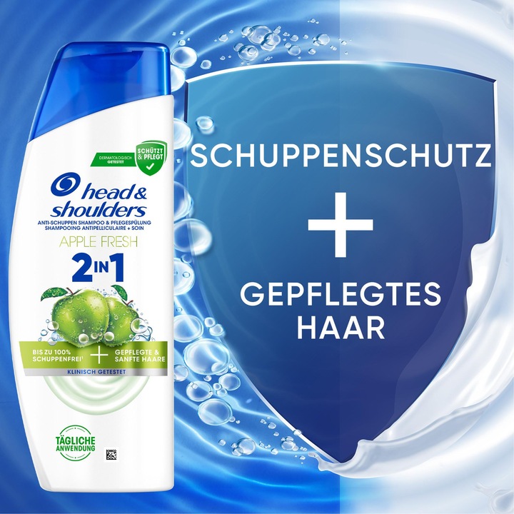 Actual product image Head & Shoulders Apple Fresh 2in1 (250 ml, Liquid shampoo)
