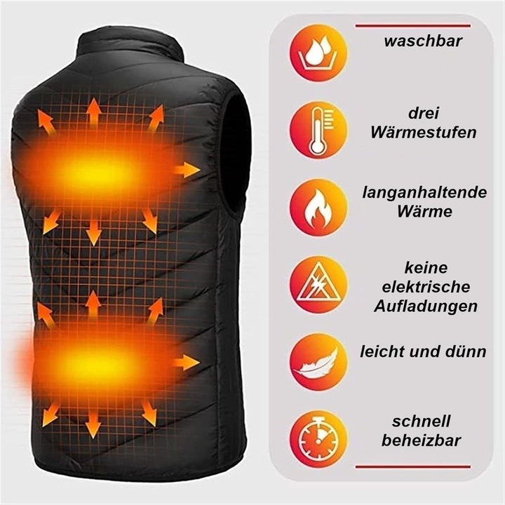 Produktbild Hermex Heizweste Wärmeweste elektrisch beheizbare Weste Unisex 11 Zonen (3XL)