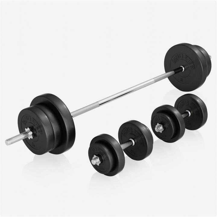 Produktbild Gorilla Sports Hantelbank Langhantelset Kunststoff 38kg-70kg