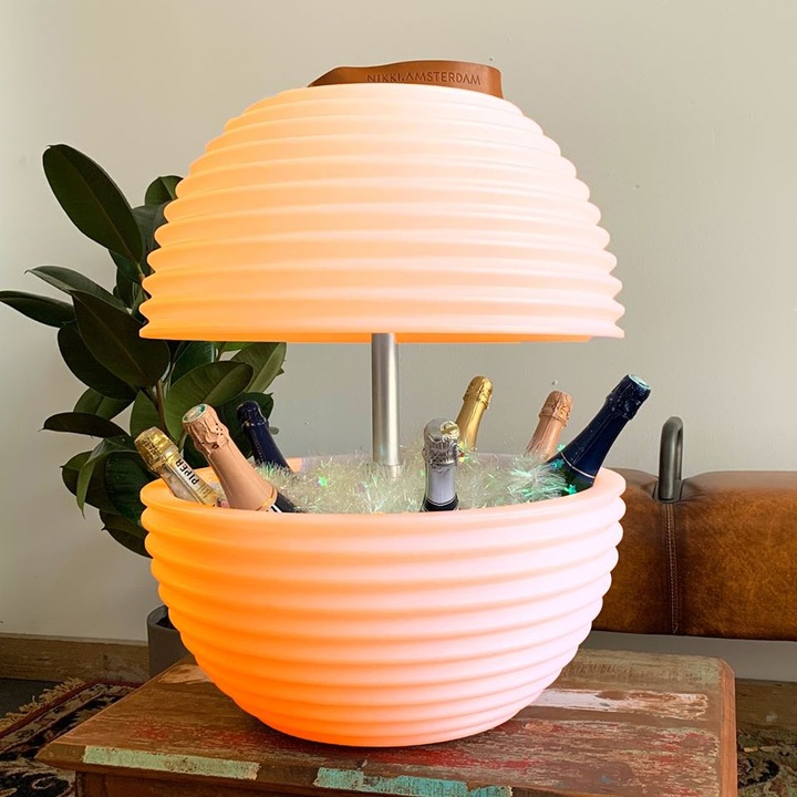 Immagine prodotto Nikki.Amsterdam The.Bowl | Lampada con altoparlante Bluetooth® e refrigeratore per vino (Batteria ricaricabile)