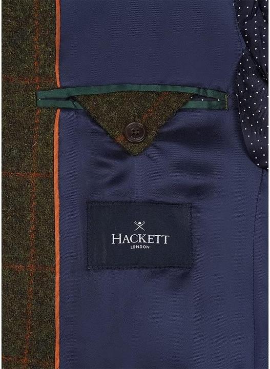 Actual product image Hackett Herringbone Tweed Jacket with Orange Windowpane Check and Tailored Fit (48)