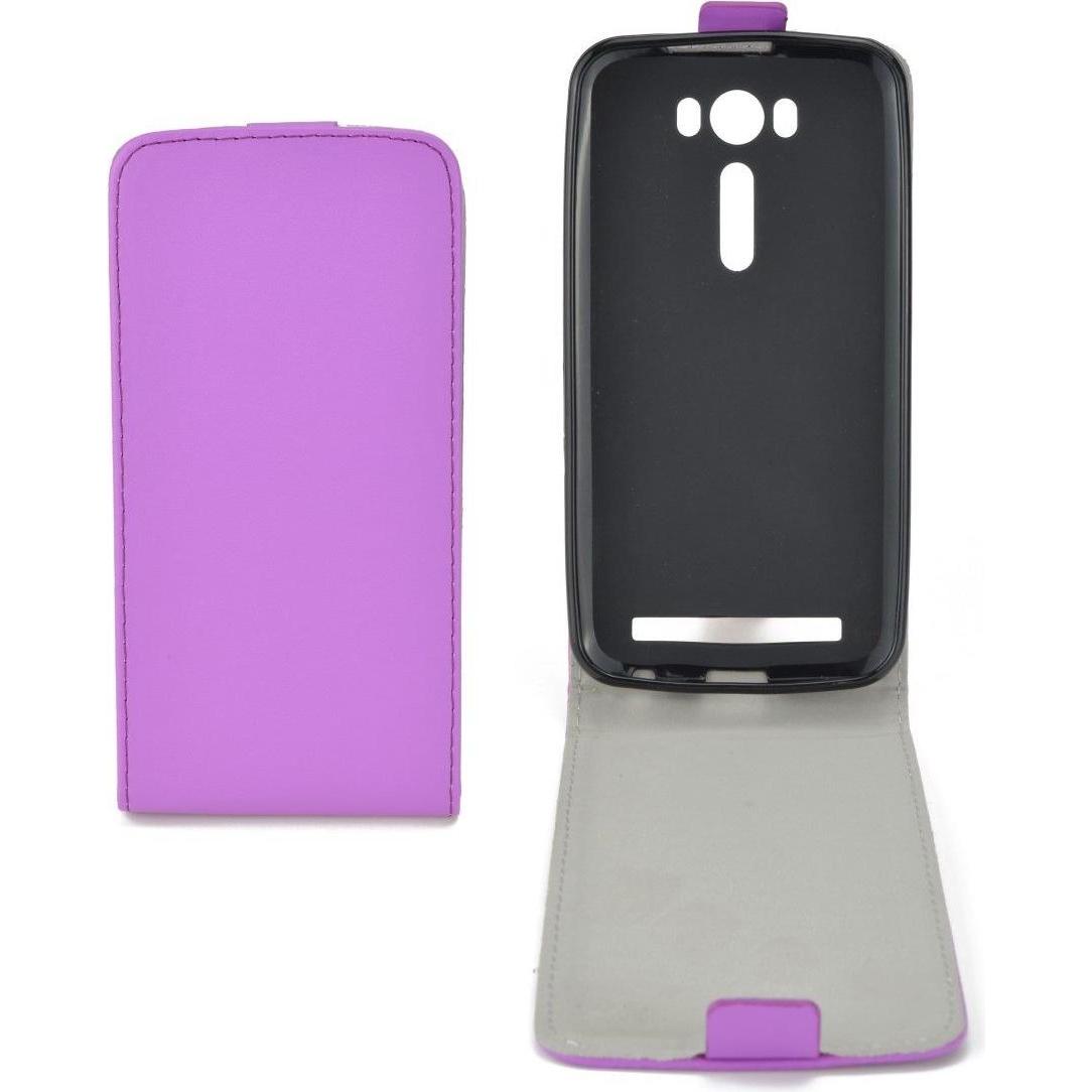 König Design Flip Schutz Hülle Asus Zenfone 2 Laser (5,0 Zoll) Lila Leder Imitat Slim Flex (Asus ZenFone 2 Laser), Smart...