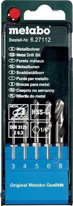 Actual product image Metabo HSSG drill cassette 63 (6 mm, 5 mm, 3 mm, 4 mm, 8 mm)