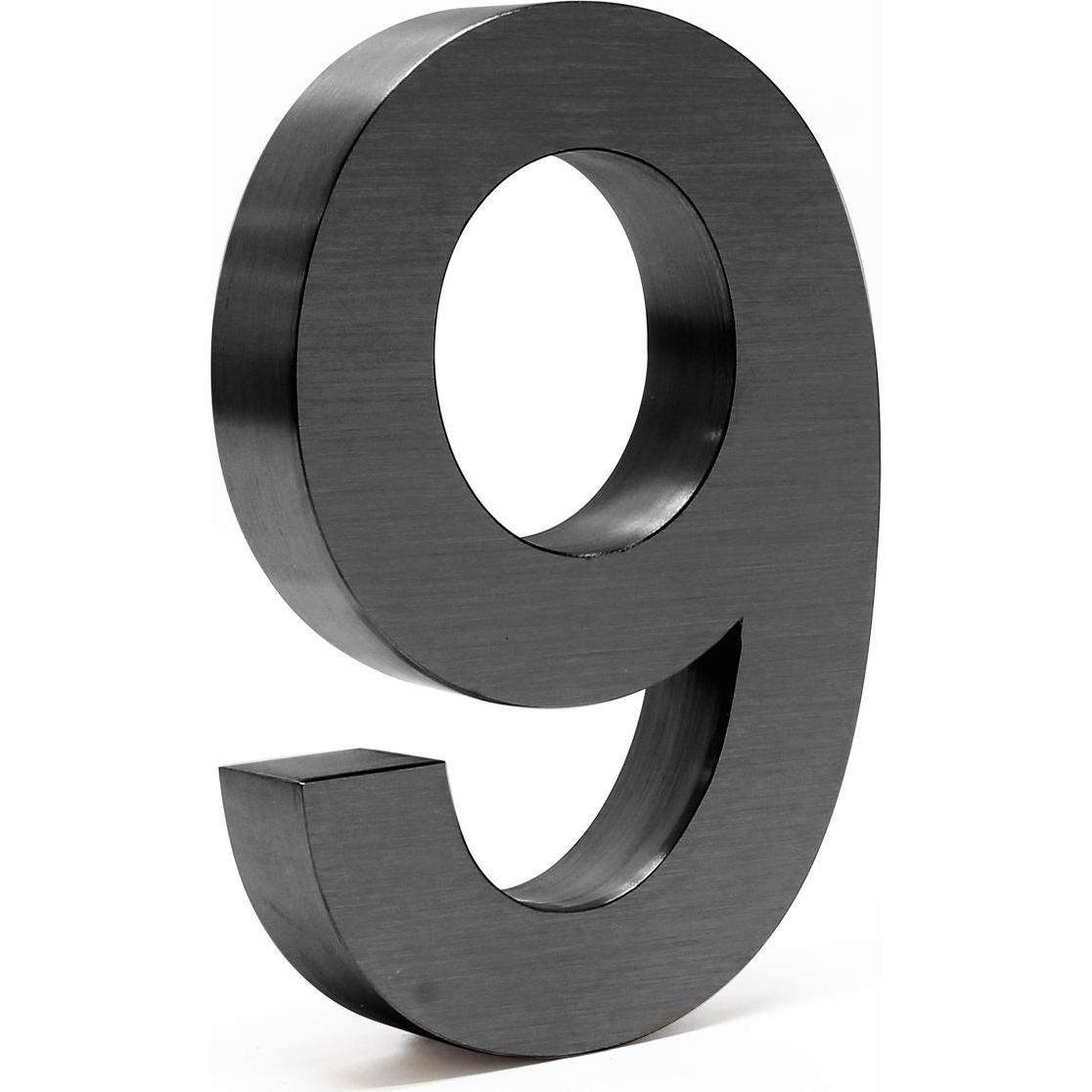 Wiltec, Hausnummer + Türschild, Hausnummer 9 Edelstahl Hausnummer modern 3D-Design rostfrei