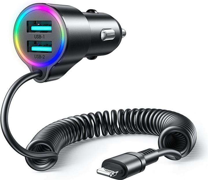 Joyroom 3-in-1 fast car charger with Lightning cable 1.5m 17W