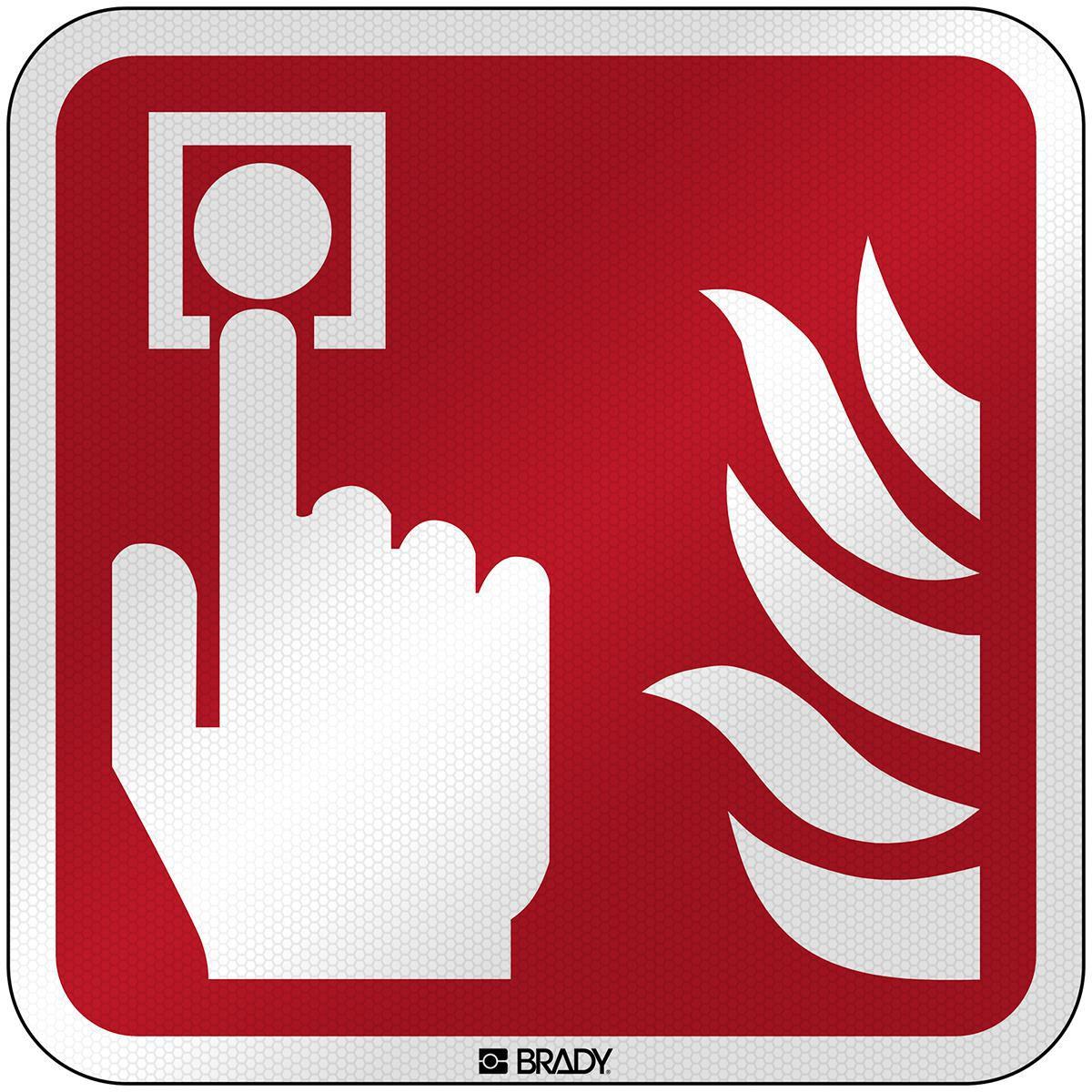 Brady, Etiketten, F/F005/NT/RFL-390x390-1, ISO Sicherheitsschild - Brandmelder, Laminierte reflektierende Besc