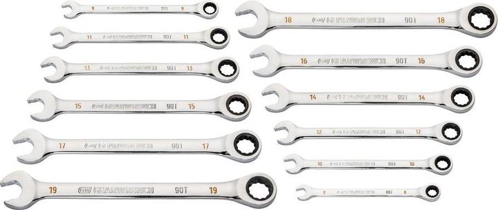 Actual product image Gear Wrench 12-kant Gelenk-Ratschen-Ringmaulschlüssel-Satz, 90Z, 12-tlg.