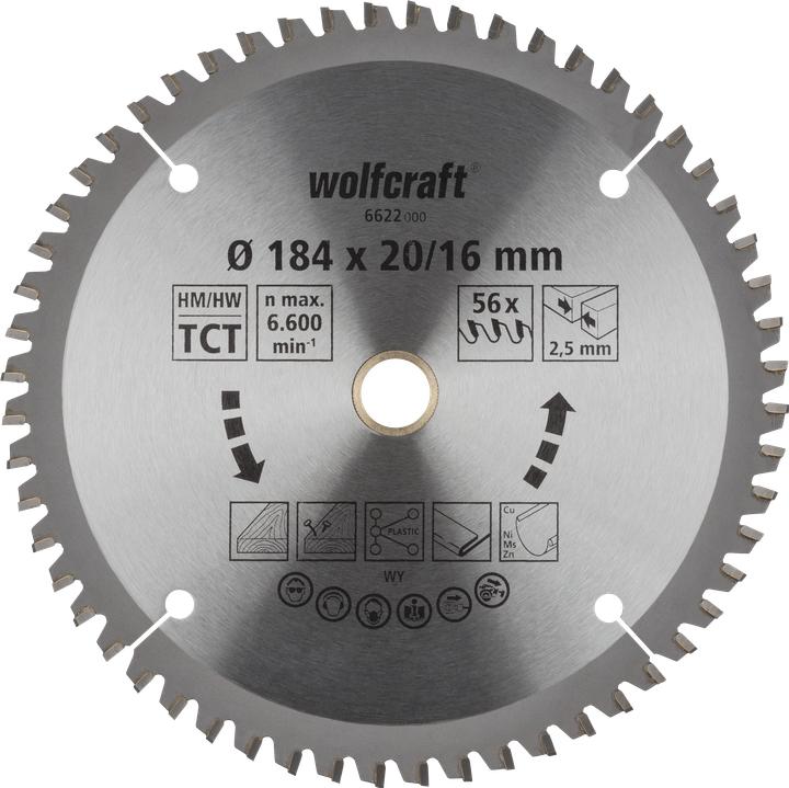 Produktbild wolfcraft wolfcraft 1 Kreissägeblatt HM 56 Z. ø184x20/16 mm