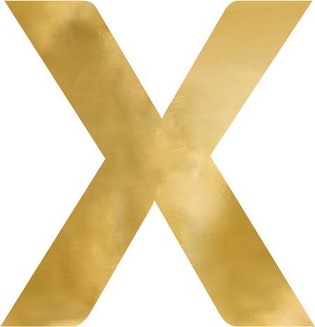 Actual product image Partydeco Mirror letter "X", gold, 58x60 cm (1 pkt / 1 pc.) (1 Piece)