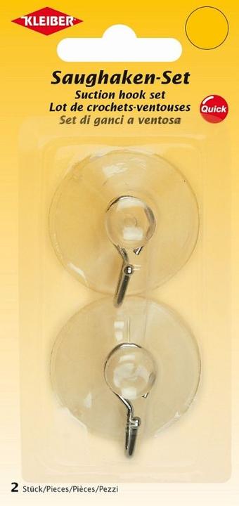 Kleiber Gancio di aspirazione, set di 2, plastica, trasparente