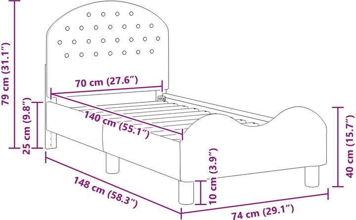 Actual product image vidaXL Bettrahmen (70 x 140 cm)