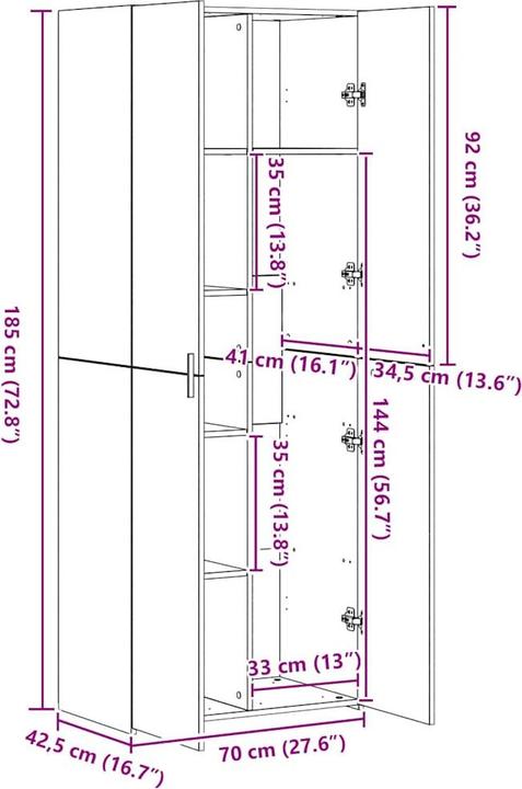 Image du produit vidaXL Highboard (70 x 42.50 x 185 cm)