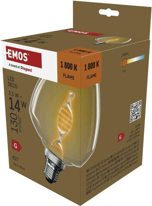 Produktbild Emos LED Lampe DECO S123 / E27 / 3,5 W (14 W) / 130 lm / flame (E27, 130 lm, 1x)