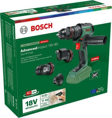 Actual product image Bosch Home & Garden Cordless impact drill AdvancedImpact 18V-80 QuickSnap, attachments
